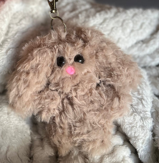 Fluffy bunny bag charm